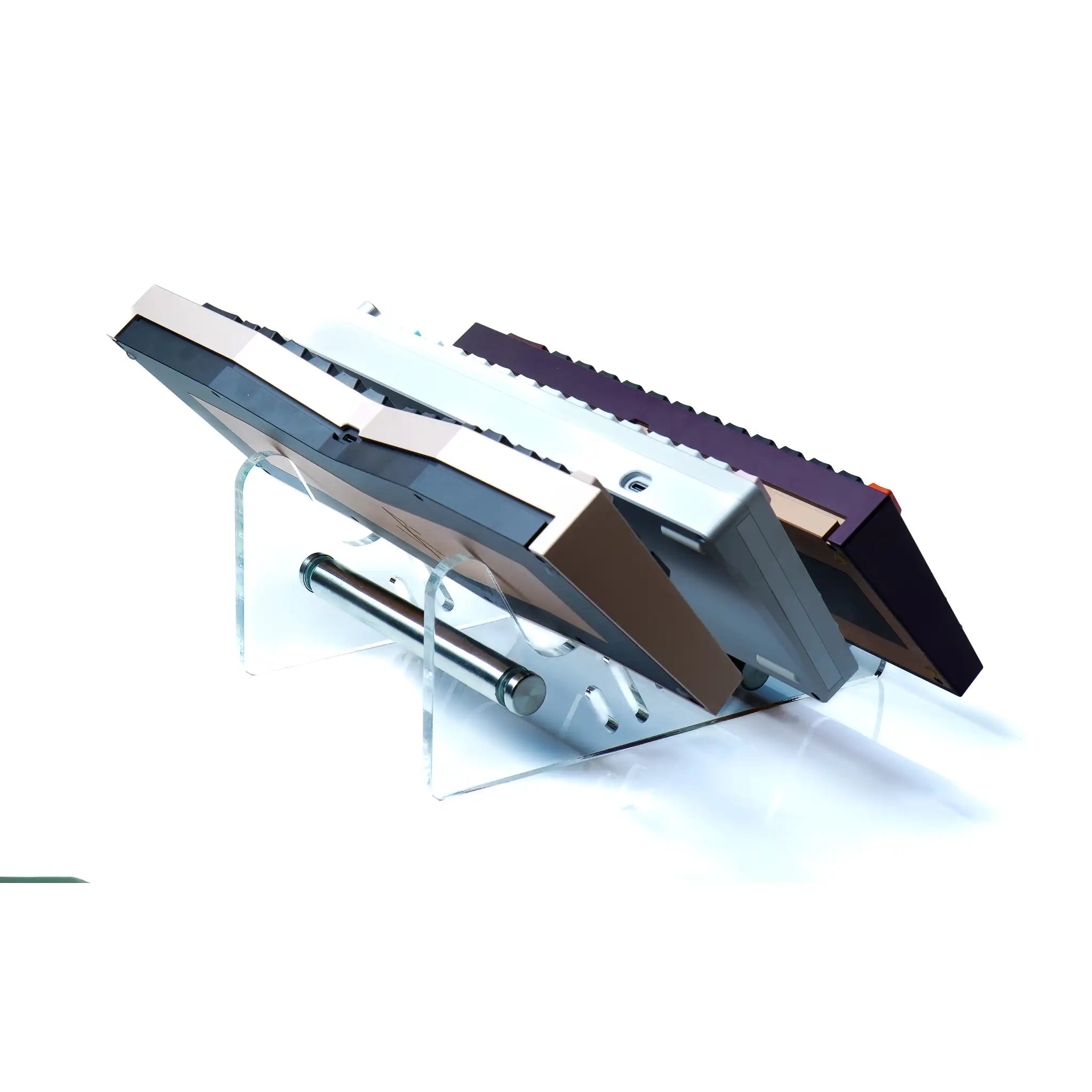 Acrylic Triple Keyboard Stand - Minimalist Desk Organizer for Keyboards.
